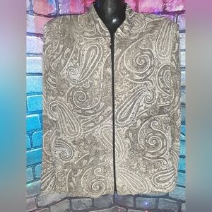 Dressbarn Collection Sparkly Paisley Zip Up Blazer Size 14
